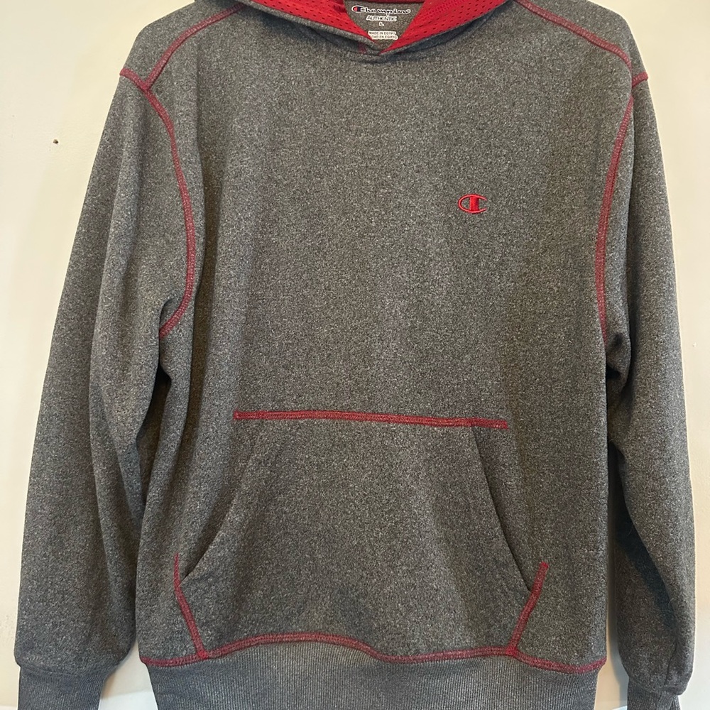 Champion Gray and Red Sweatshirt Hoodie